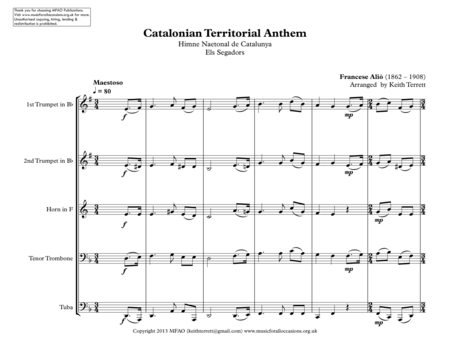 Catalonian Territorial Anthem Els Segadors For Brass Quintet Page 2