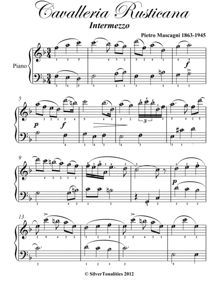 Cavalleria Rusticana Easy Piano Sheet Music Page 2