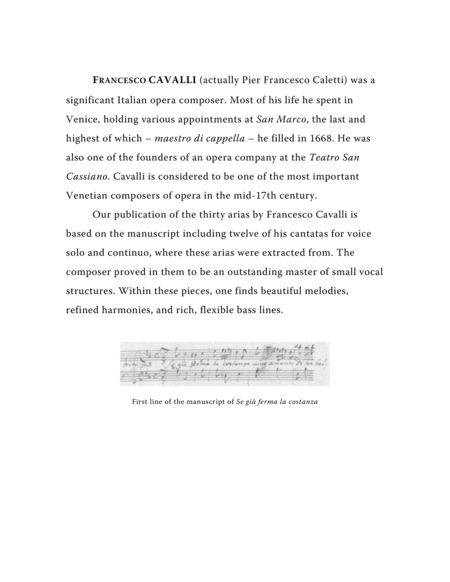 Cavalli Francesco Se Gi Ferma La Costanza Aria From The Cantata Arranged For Voice And Piano F Major Page 2