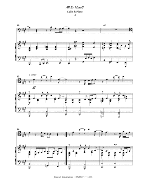 Celine Dion All By Myself For Cello Piano Page 2