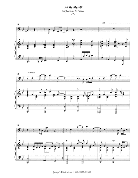 Celine Dion All By Myself For Euphonium Piano Page 2