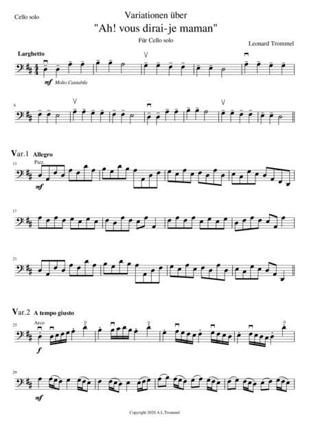 Cello Solo Version Variations On Ah Vous Dirai Je Maman Morgen Kommt Der Weihnachtsmann Twinkle Twinkle Little Star Page 2