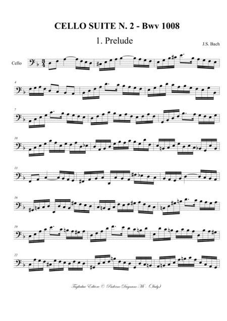 Cello Suite N 2 Bwv 1008 Prelude Allemande Courent Sarabande Minuetto Giga Page 2