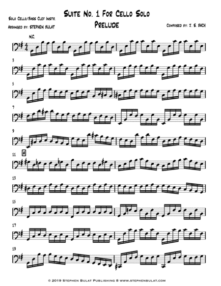 Cello Suite No 1 In G Prelude Bach Arranged For Solo Cello Bass Clef Or Treble Clef Instrument Page 2