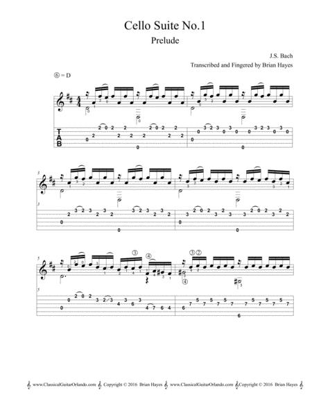 Cello Suite No 1 Prelude J Bach With Tablature Page 2