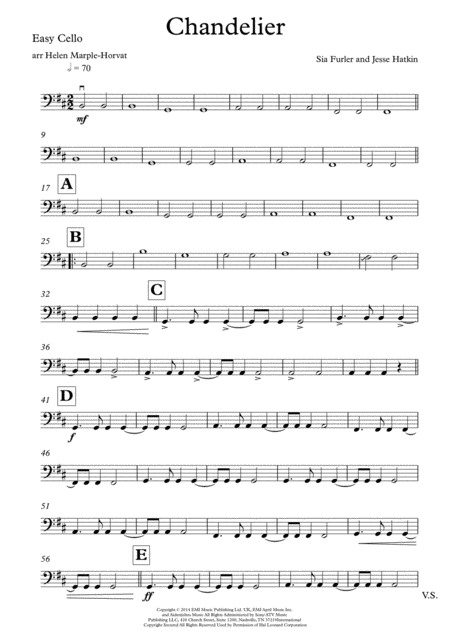 Chandelier Sia For String Quartet Two Difficulty Level Cello Parts Included Page 2