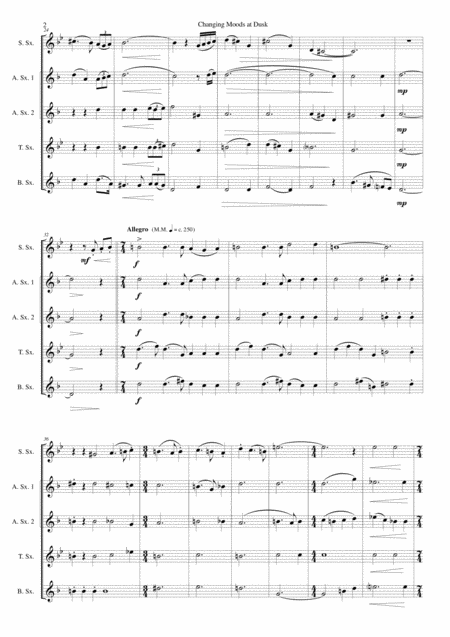 Changing Moods At Dusk For Saxophone Quintet Soprano 2 Altos 1 Tenor 1 Baritone Page 2