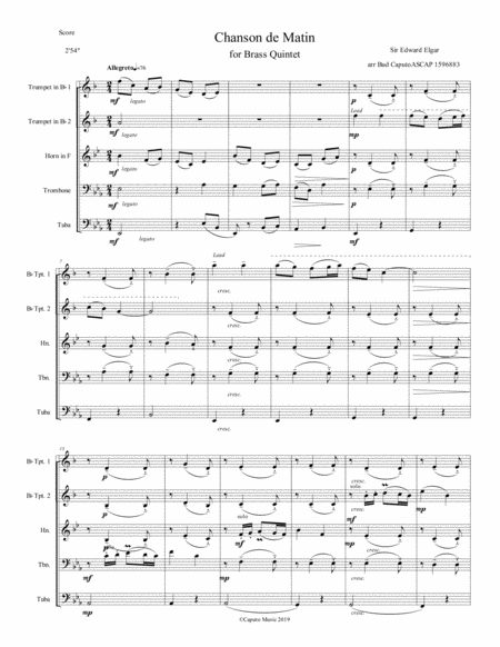 Chanson De Matin Arr For Brass Quintet Page 2