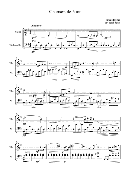 Chanson De Nuit Violin Cello Arrangement By The Chapel Hill Duo Page 2