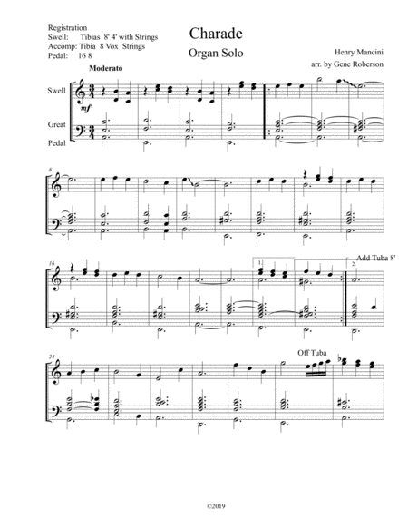 Charade For Organ Solo Page 2