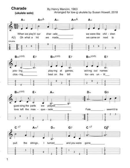 Charade In A Minor Instrumental Ukulele Solo Page 2