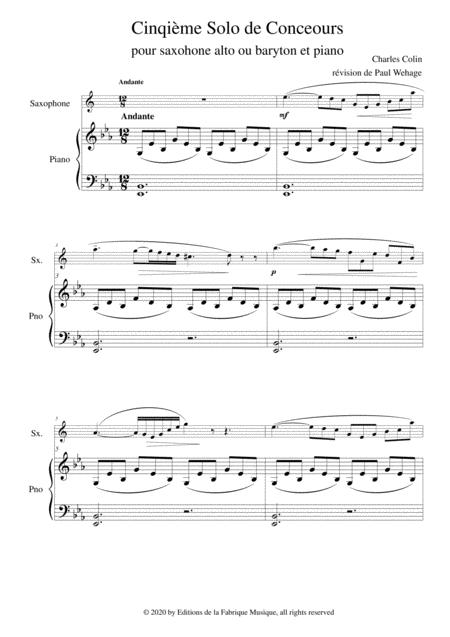 Charles Colin Cinquime Solo De Concours Opus 45 Arranged For Eb Alto Or Baritone Saxophone And Piano Page 2