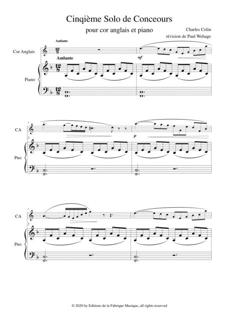 Charles Colin Cinquime Solo De Concours Opus 45 Arranged For English Horn And Piano Page 2