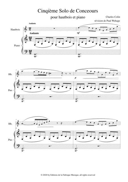 Charles Colin Cinquime Solo De Concours Opus 45 Fro Oboe And Piano Page 2