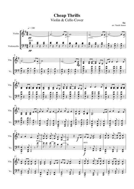 Cheap Thrills Violin Cello Arrangement By The Chapel Hill Duo Page 2