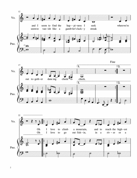 Cheek To Cheek For Easy Piano And Voice Page 2