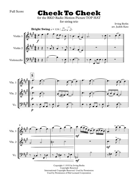 Cheek To Cheek For String Trio Page 2