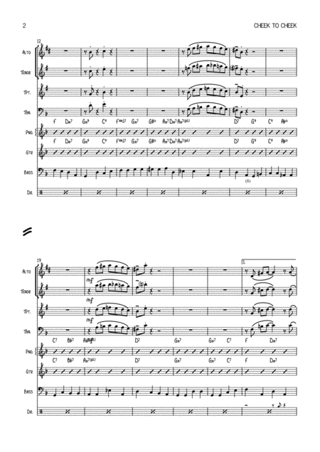 Cheek To Cheek Vocal And 8 Piece Band Key F Page 2