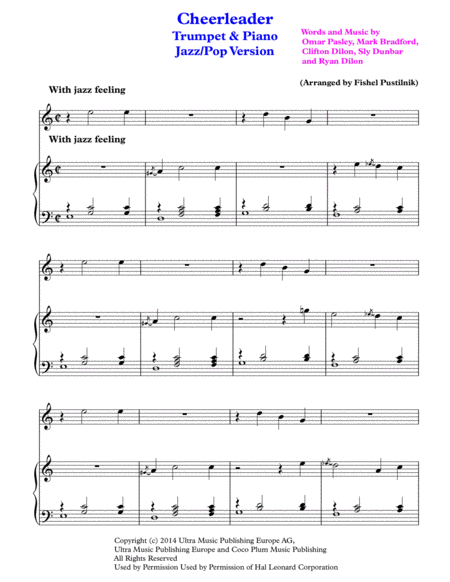 Cheerleader For Trumpet And Piano Jazz Pop Version Page 2