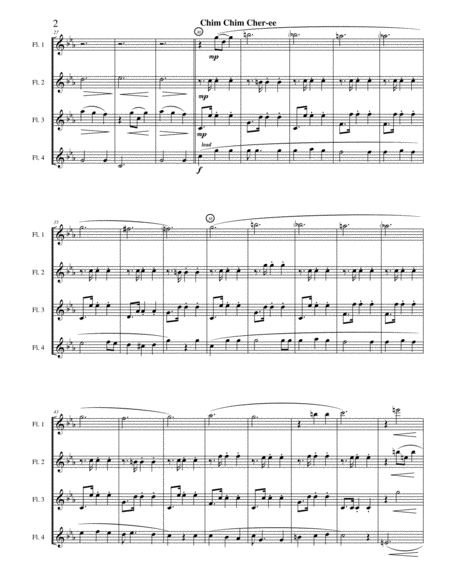 Chim Chim Cher Ee From Walt Disneys Mary Poppins Flute Quartet Version Page 2