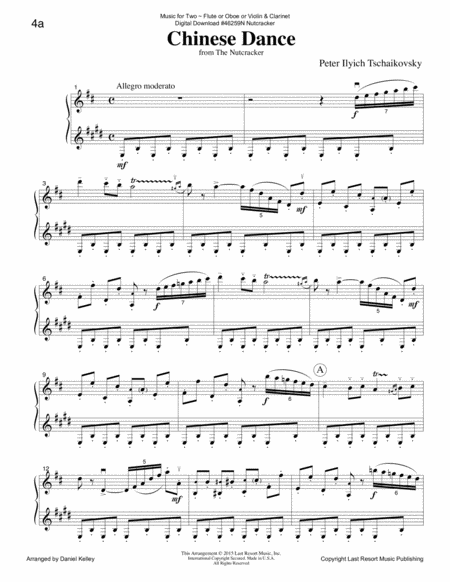 Chinese Dance From The Nutcracker For Flute Or Oboe Or Violin Clarinet Duet Music For Two Page 2