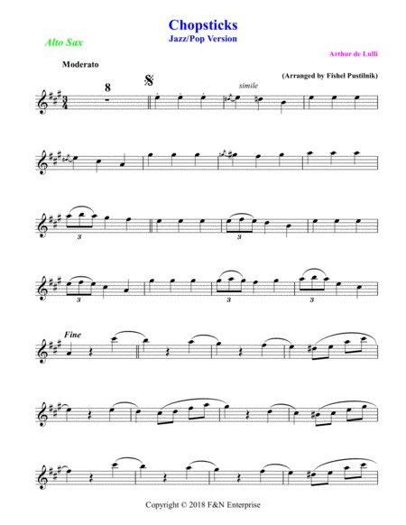 Chopsticks For Alto Sax With Background Track Jazz Pop Version Page 2