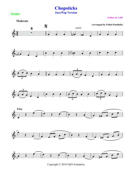 Chopsticks For Guitar With Background Track Jazz Pop Version Page 2