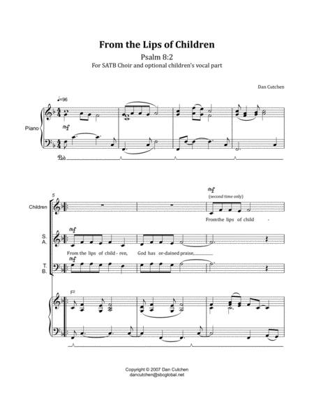 Choral From The Lips Of Children Satb With Childrens Part Page 2