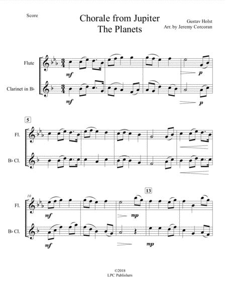 Chorale From Jupiter For Flute And Clarinet Page 2