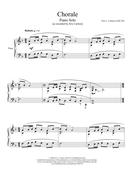 Chorale Piano Solo By Eric Carlson Page 2