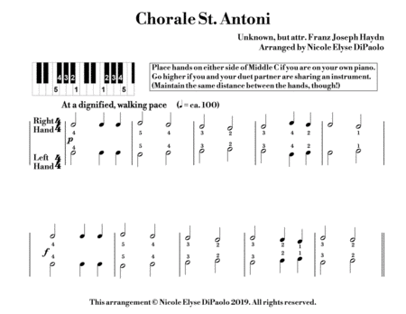 Chorale St Antoni Proto Notation Beginner Arrangement W Teacher Duet 2p4h Or 1p4h Page 2