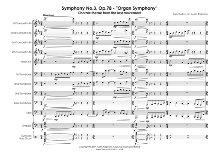 Chorale Theme From The Organ Symphony No 3 Op 78 Brass Ensemble Page 2