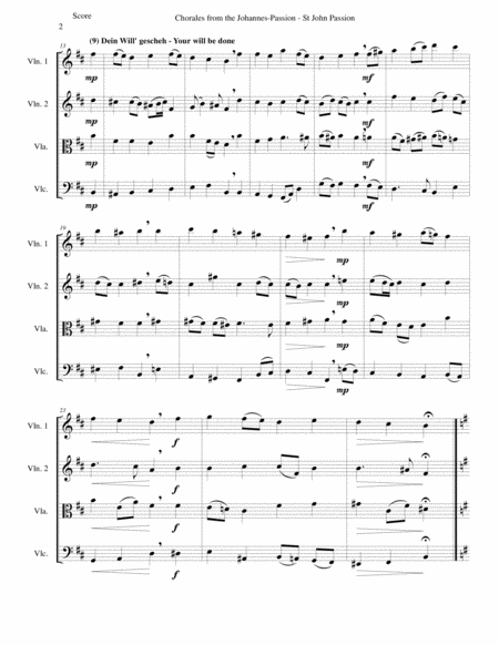 Chorales From The Johannes Passion St John Passion For String Quartet Page 2