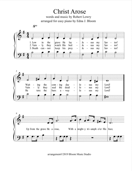 Christ Arose Middle C Elementary Keyboard Page 2