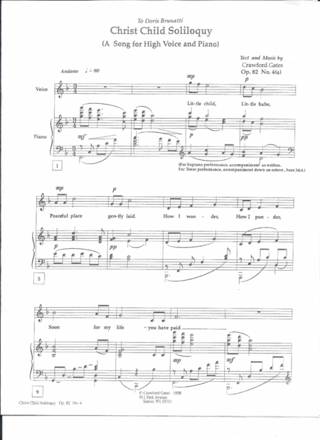 Christ Child Soliloquy Op 82 No 4a For High Voice And Piano Page 2