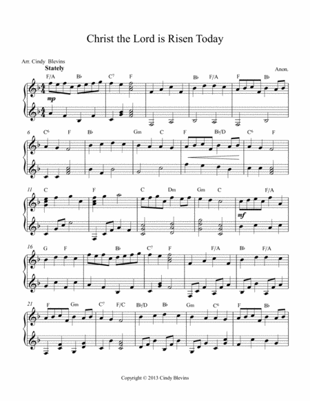 Christ The Lord Is Risen Today Arranged For Double Strung Harp Page 2