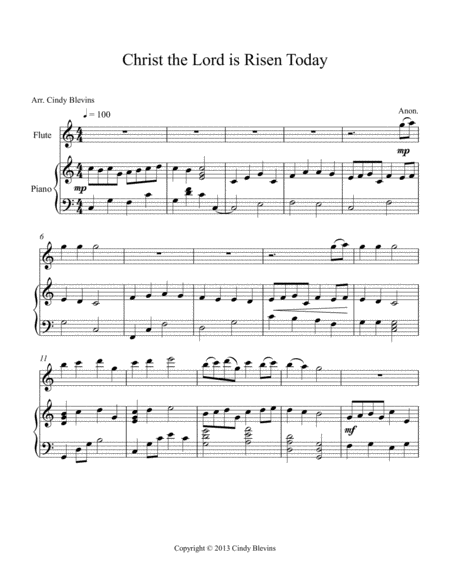 Christ The Lord Is Risen Today Arranged For Piano And Flute Page 2