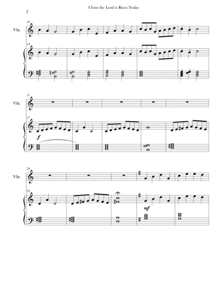 Christ The Lord Is Risen Today Easy Piano Violin Page 2