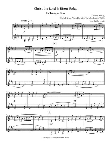 Christ The Lord Is Risen Today For Trumpet Duet Page 2