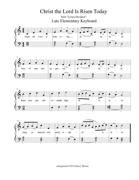 Christ The Lord Is Risen Today Late Elementary Piano Organ Or Keyboard Page 2