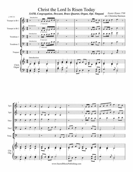 Christ The Lord Is Risen Today Satb Descant Congregation Brass Quartet Organ Page 2