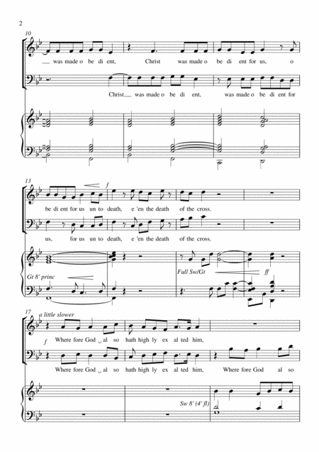 Christ Was Made Obedient For Two Part Mixed Choir And Organ Page 2