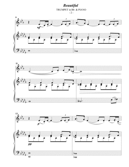 Christina Aguilera Beautiful For Trumpet Piano Page 2