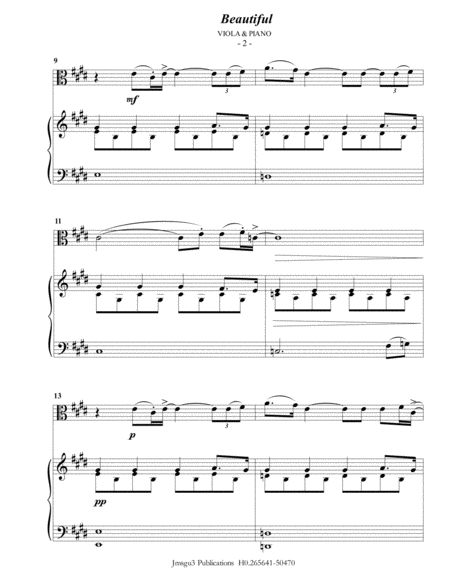 Christina Aguilera Beautiful For Viola Piano Page 2