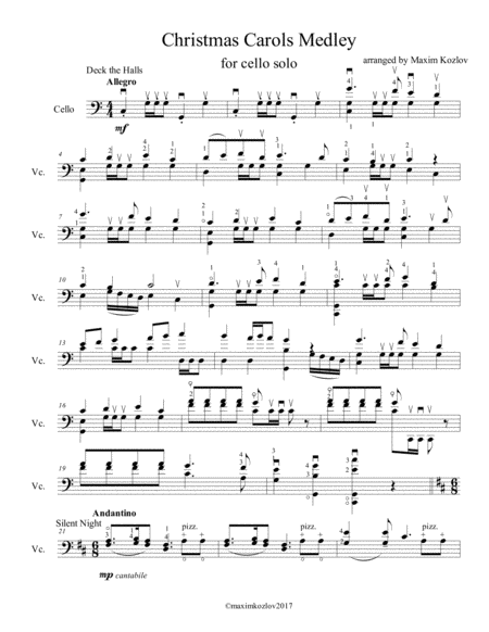 Christmas Carols Medley For Cello Solo Page 2