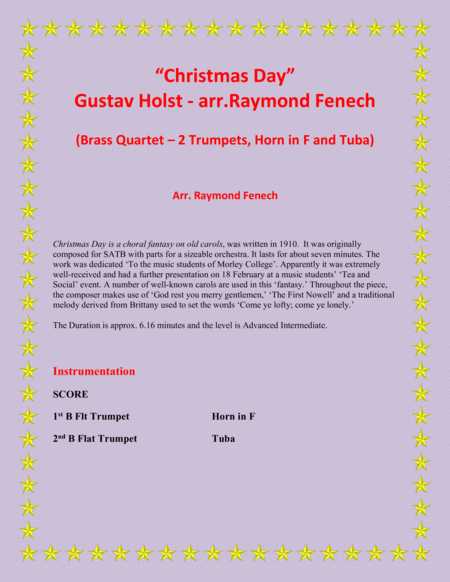 Christmas Day Gustav Holst Brass Quartet 2 B Flat Trumpets Horn In F And Tuba Advance Intermediate Page 2