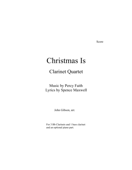 Christmas Is Percy Faith For Clarinet Quartet Page 2