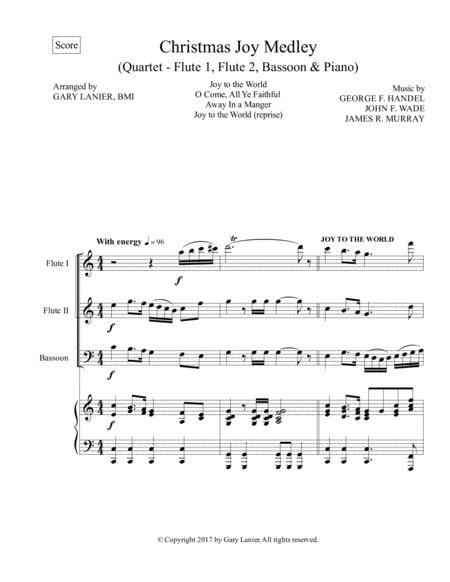 Christmas Joy Medley Piano Quartet Flute 1 Flute 2 Bassoon And Piano With Score Parts Page 2