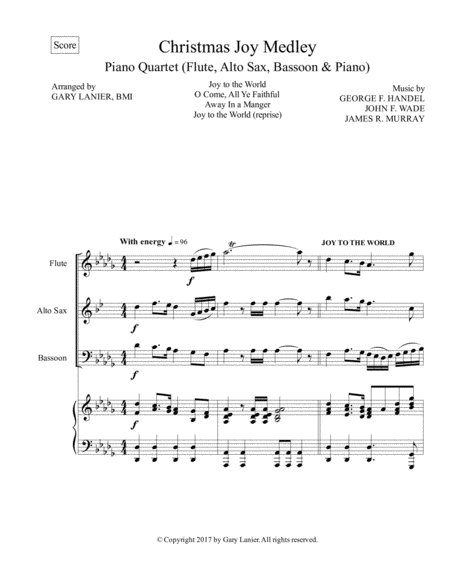 Christmas Joy Medley Piano Quartet Flute Alto Sax Bassoon And Piano With Score Parts Page 2