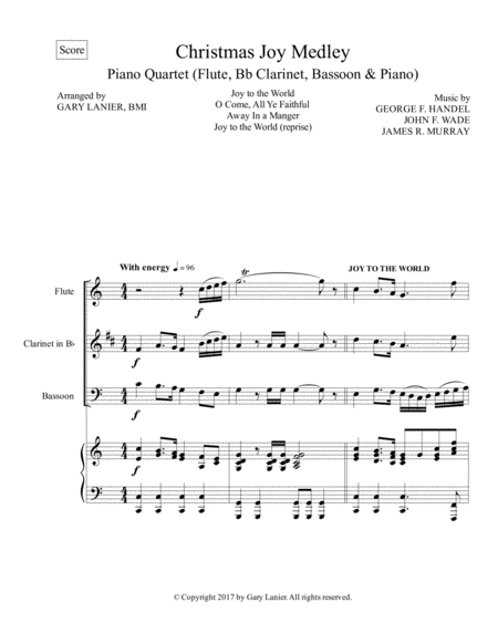 Christmas Joy Medley Piano Quartet Flute Bb Clarinet Bassoon And Piano With Score Parts Page 2